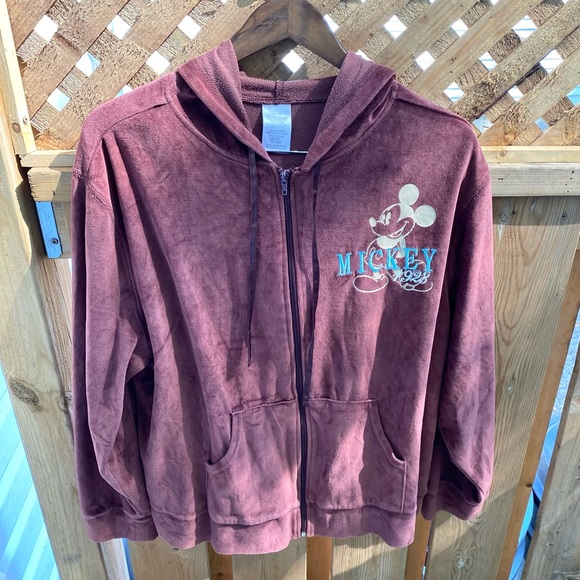 VTG Velour Mickey Mouse Womens 1928 Brown Long Sleeve  Zipper Sweater Size: 2X - Picture 8 of 8
